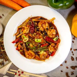 Creveti Sichuan cu urechi de lemn picant